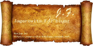 Jagerovits Fábiusz névjegykártya